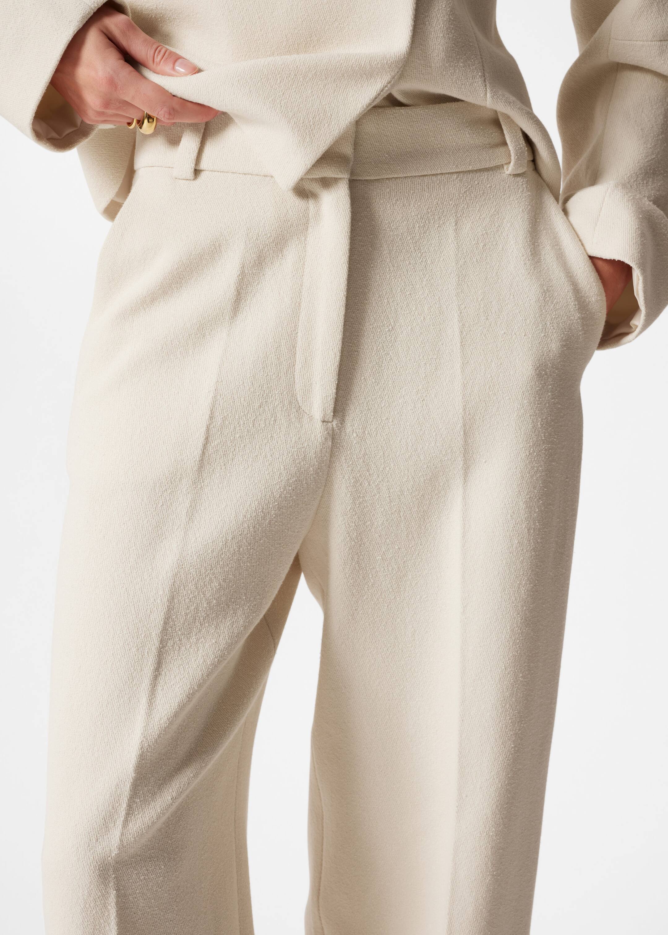 Wide-Leg Tailored Trousers - Ivory - Lookbook