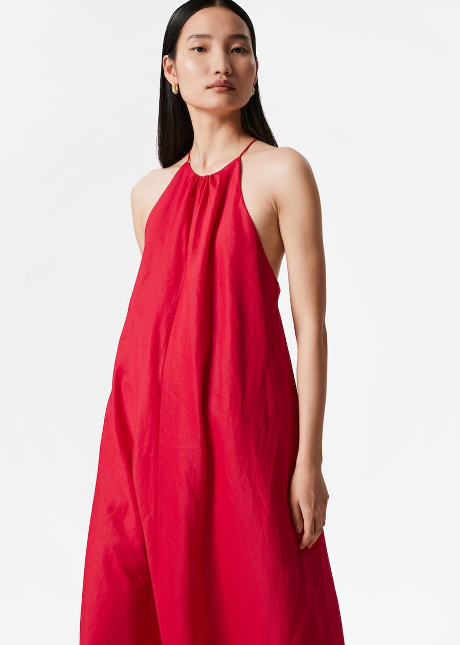 Sleeveless Halterneck Midi Dress