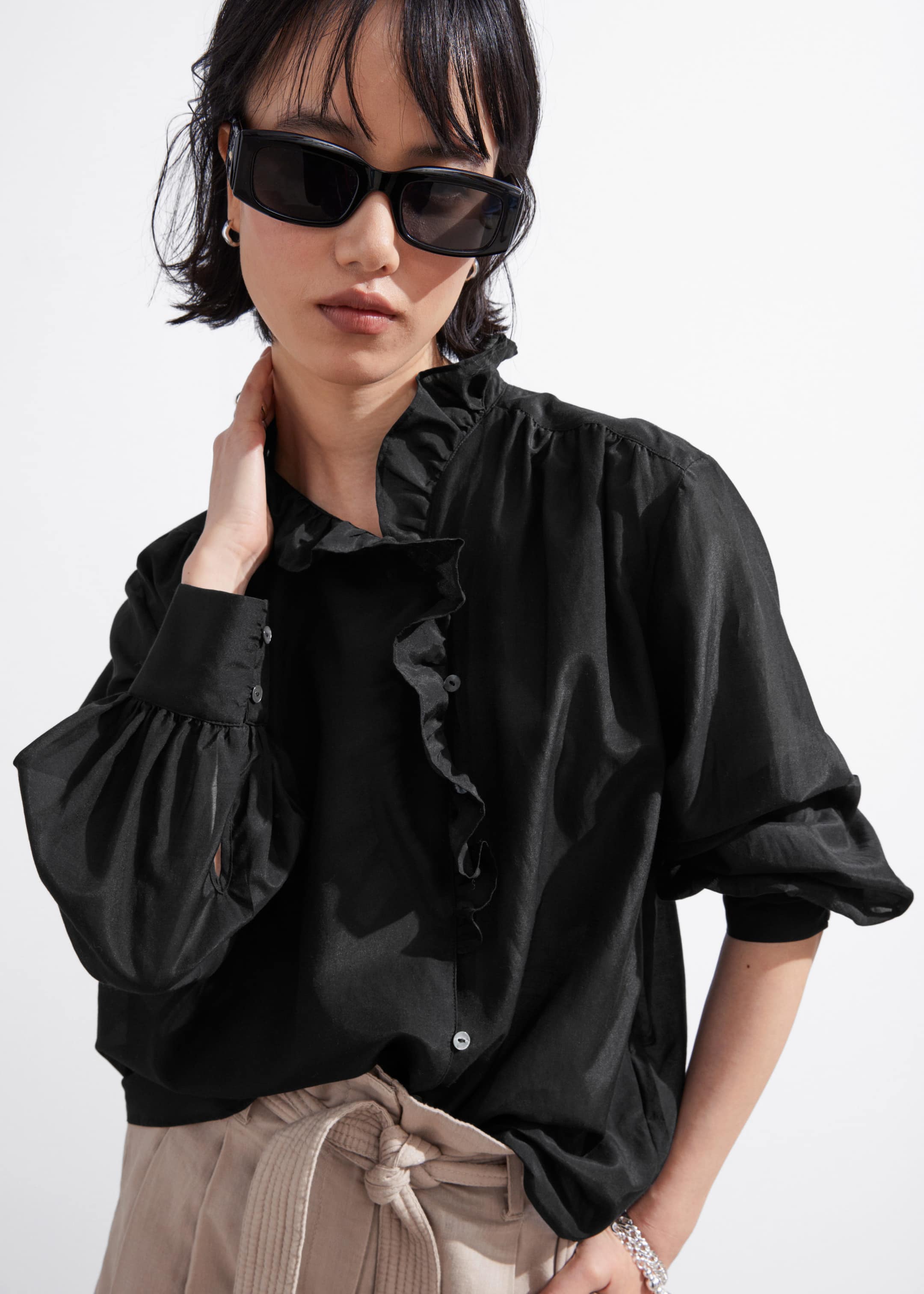 Bold Rectangular-Frame Sunglasses - Black - Lookbook