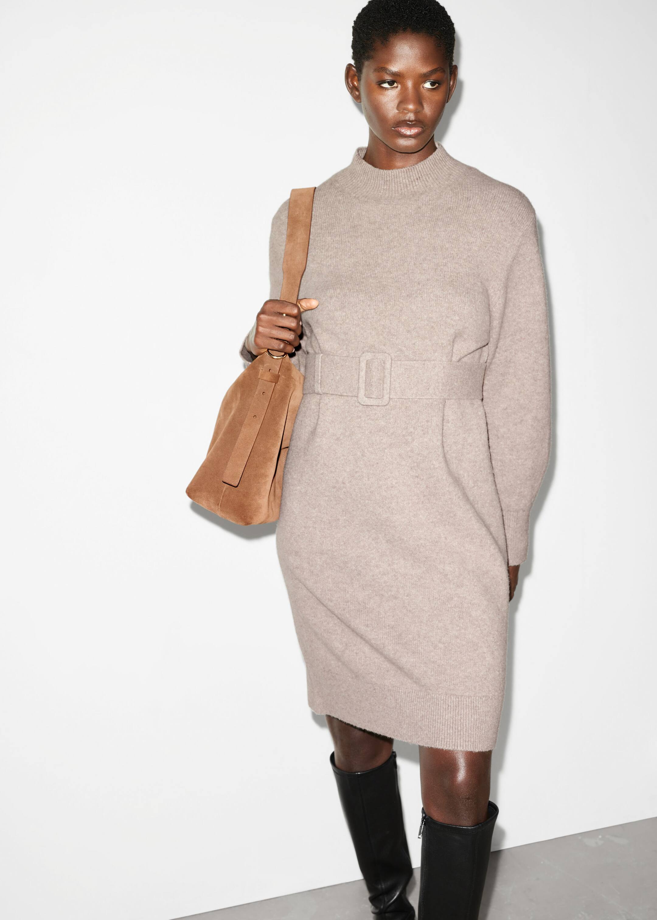 Tan sweater dress clearance