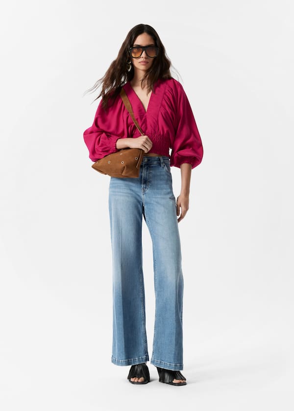 Smocked Puff-Sleeve Blouse