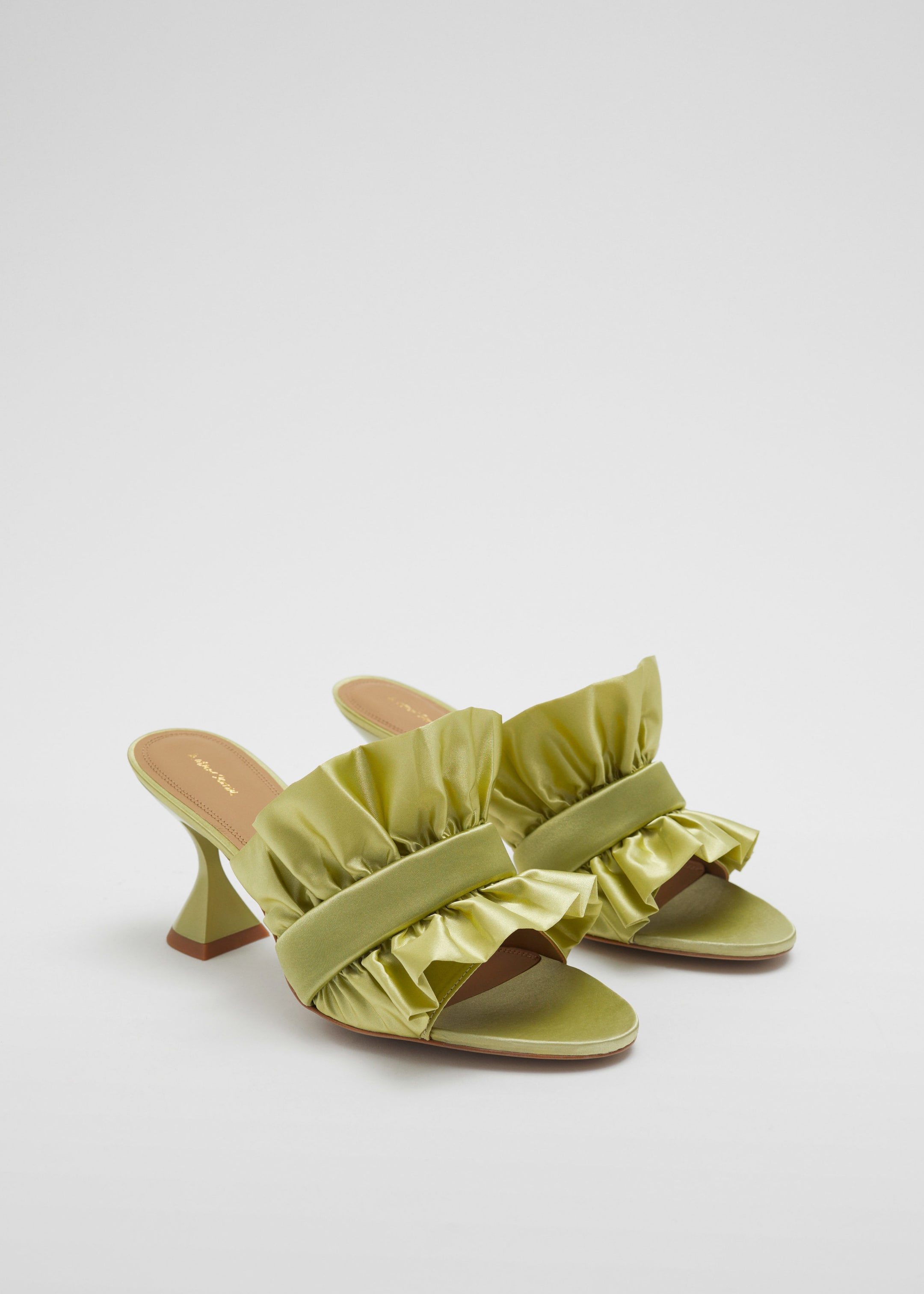 Satin Mules - Olive - Still Life