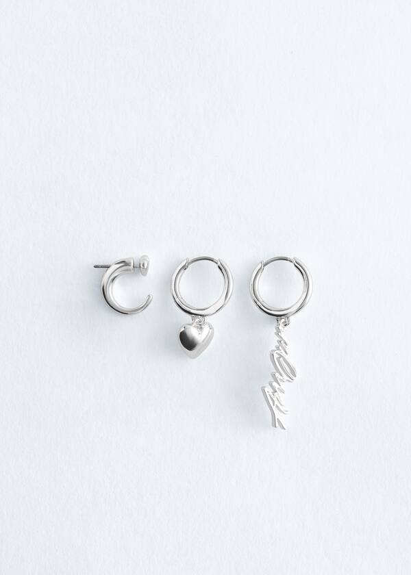 Motif-Detail Hoop Earrings Set