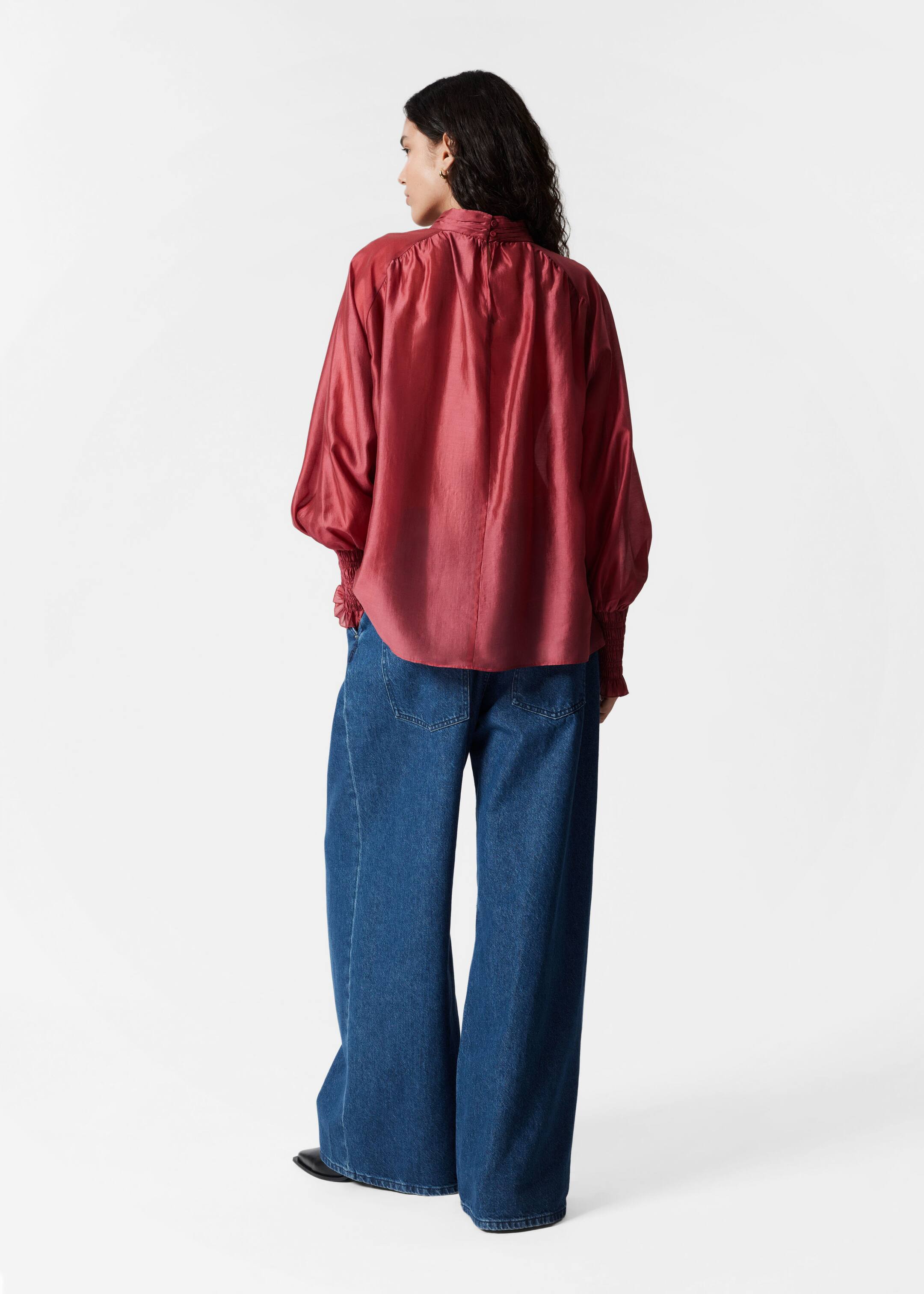 Blouse volantée - Rouge foncé - Lookbook