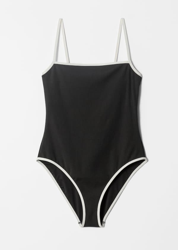 Contrast-Trim Swimsuit