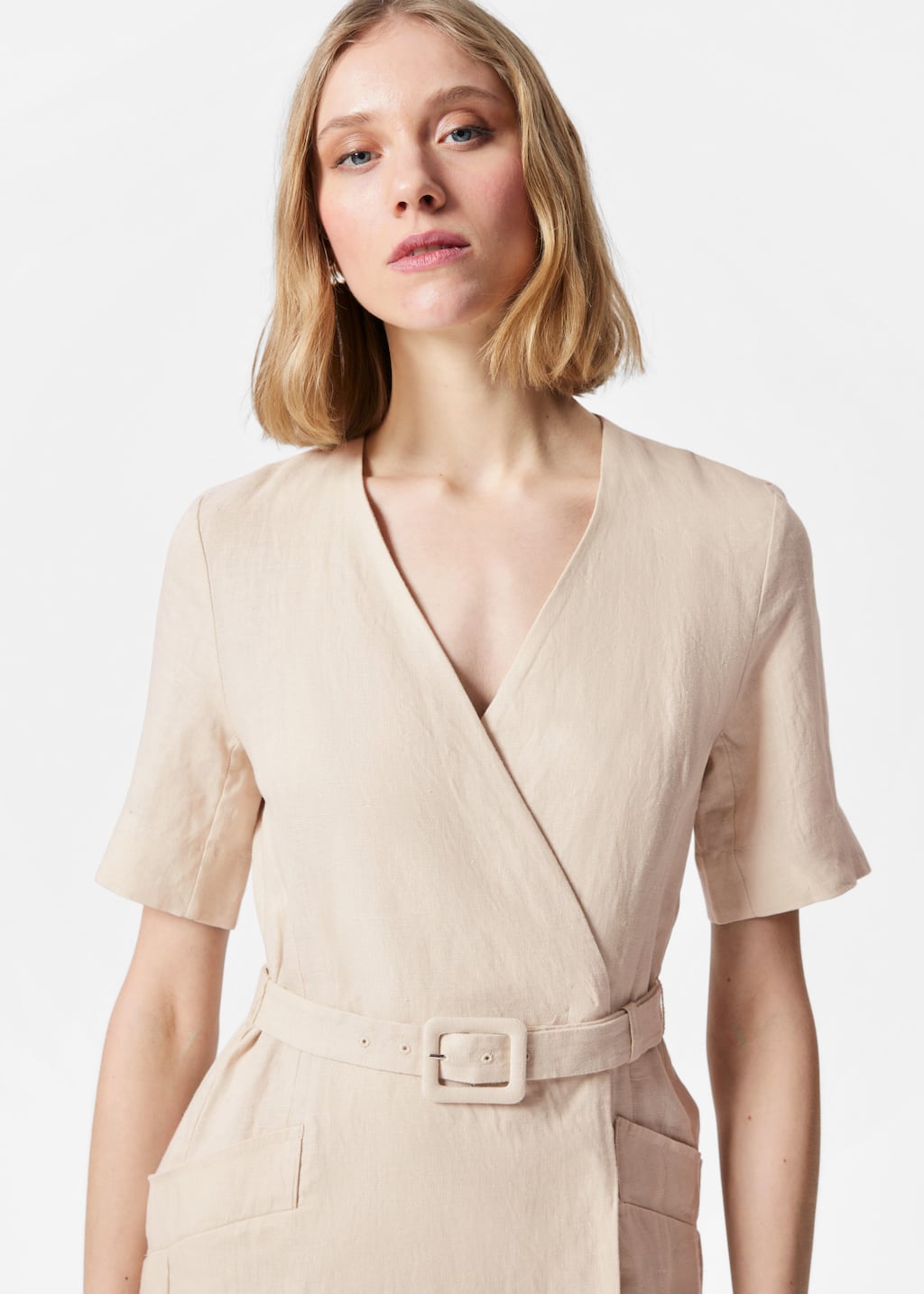 Belted Linen Mini Dress - Beige - Mini dresses - & Other Stories