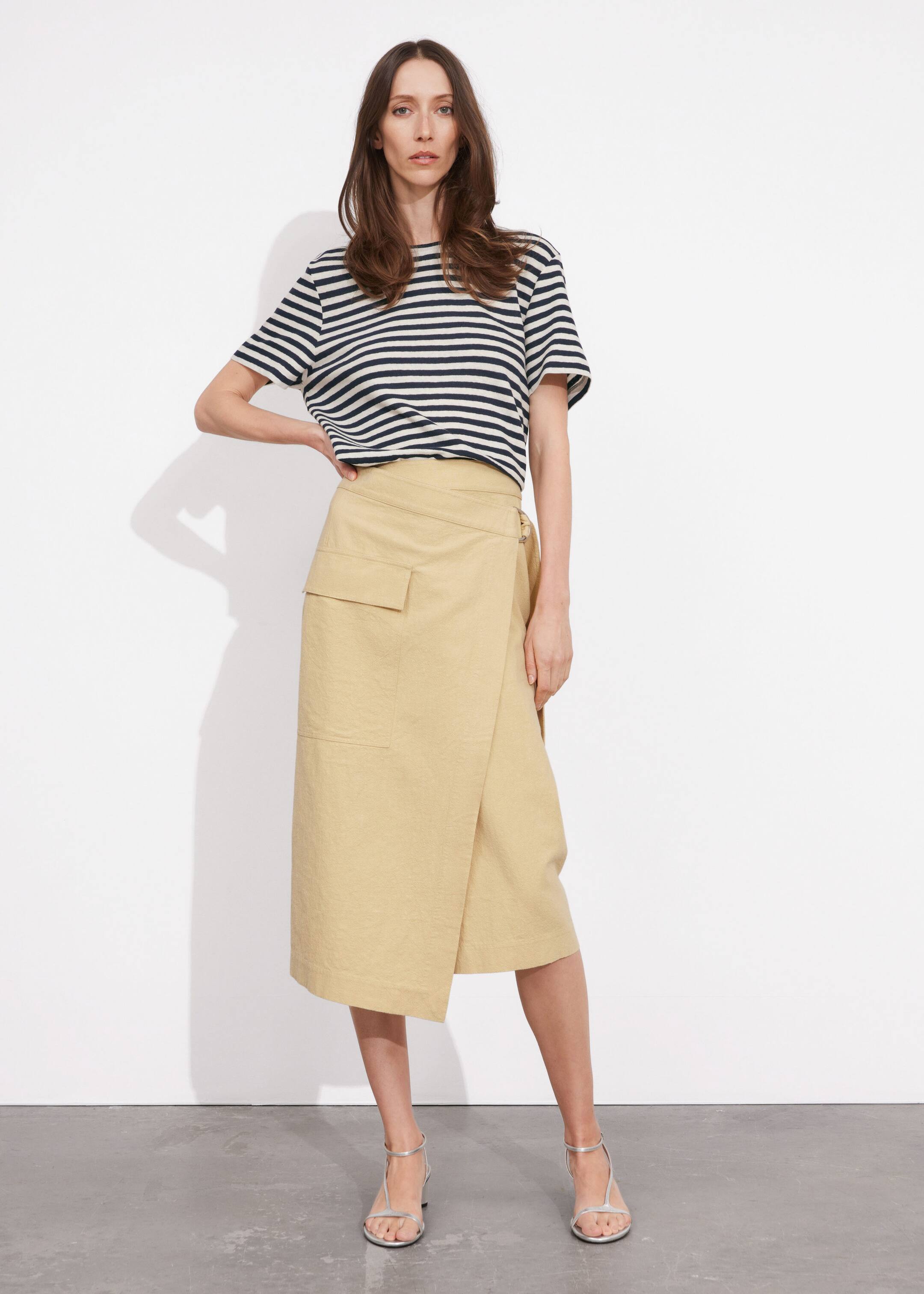 Linen-Blend T-Shirt - Beige/Cream Stripes - Lookbook