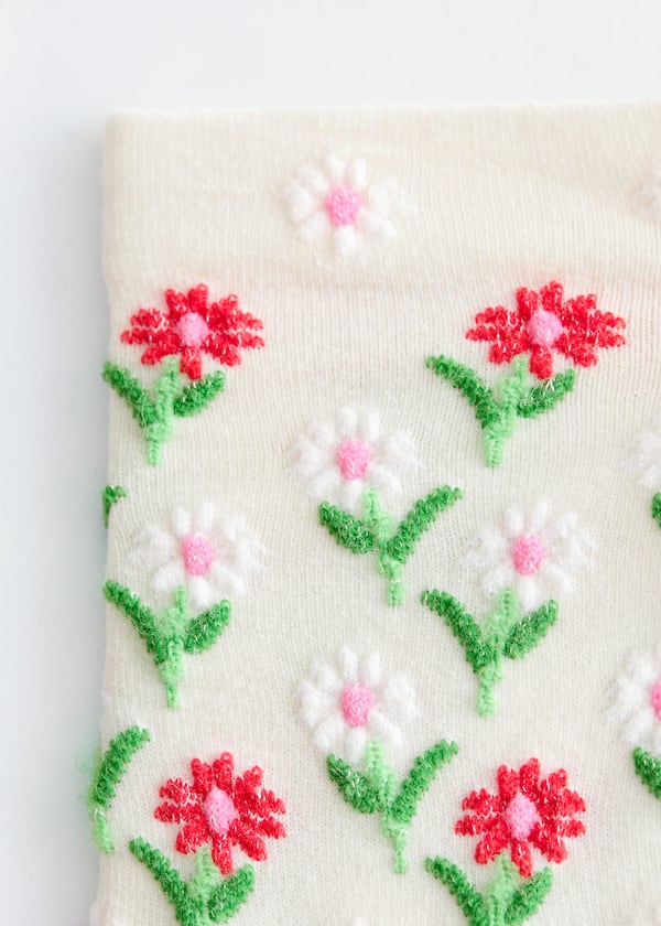 Flower Embroidered Socks