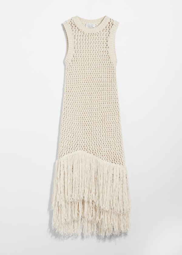Fringed Crochet Midi Dress