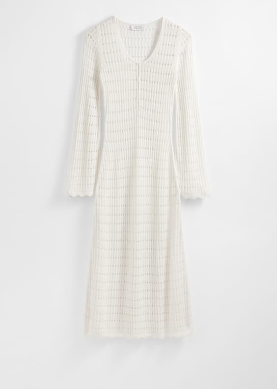 Scalloped Knit Midi Dress
