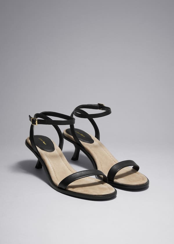 Kitten Heel Leather Sandals