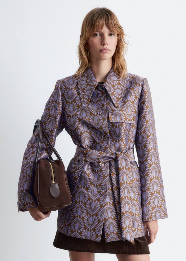 Tie-Belt Jacquard Blazer