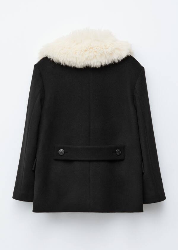 Short Fur-Collar Wool Coat