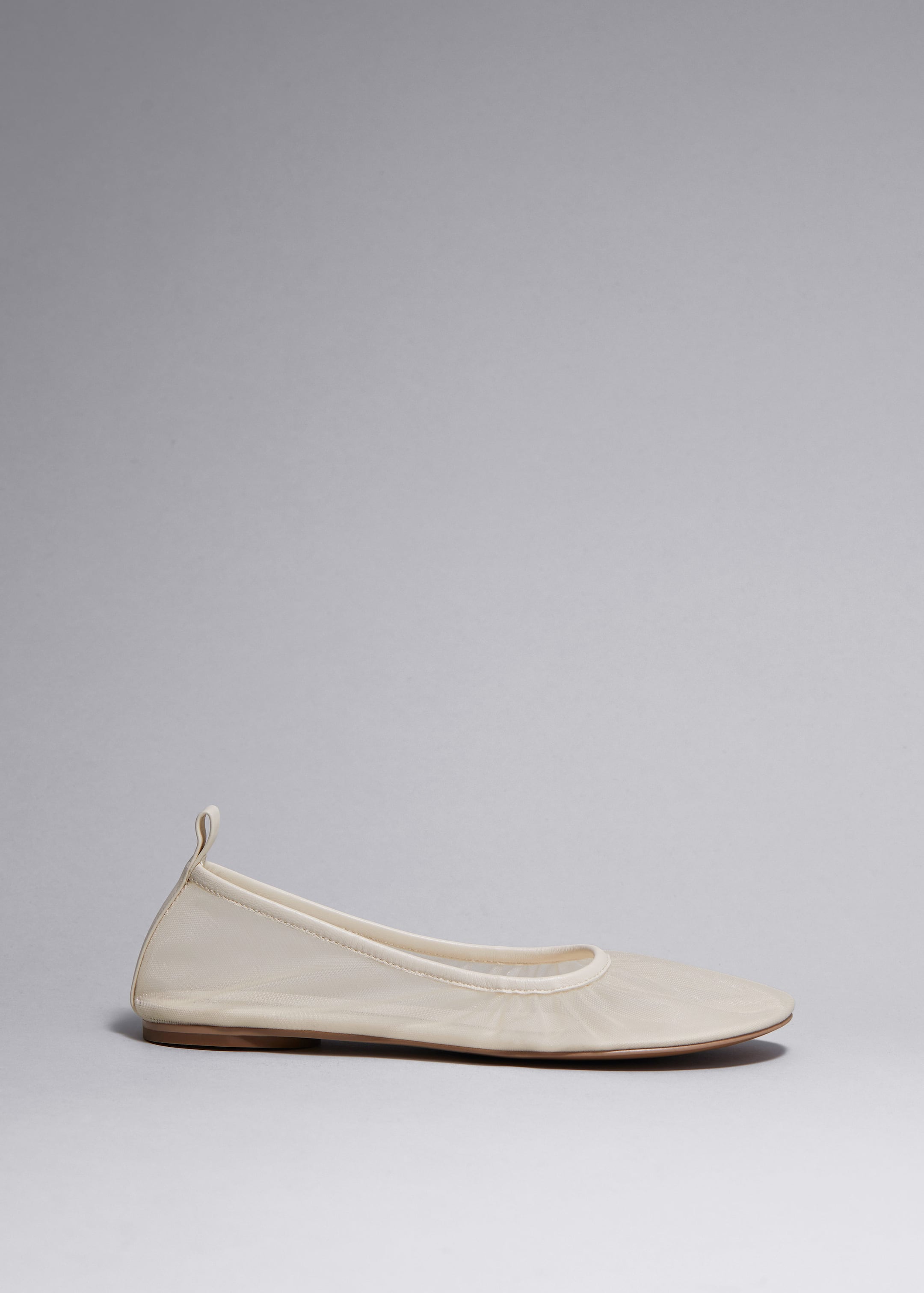 Image of Leather-Trimmed Mesh Ballet Flats