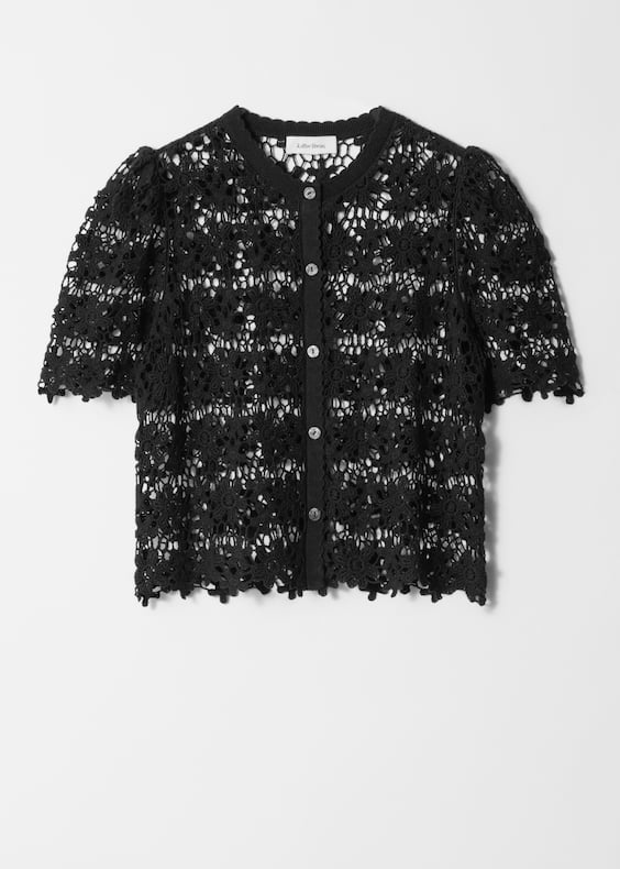 Short-Sleeve Crochet Cardigan