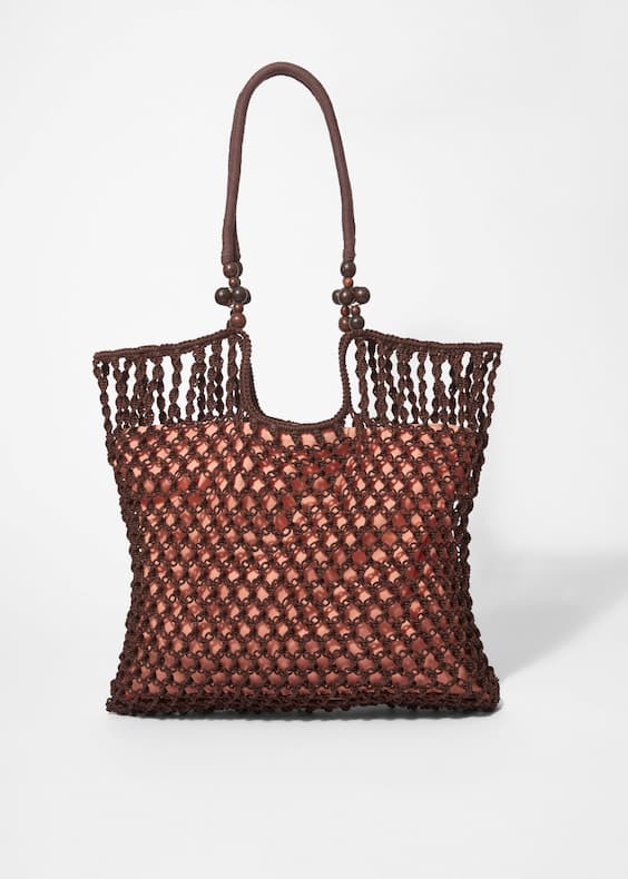Bead-Detail Crocheted Tote Bag