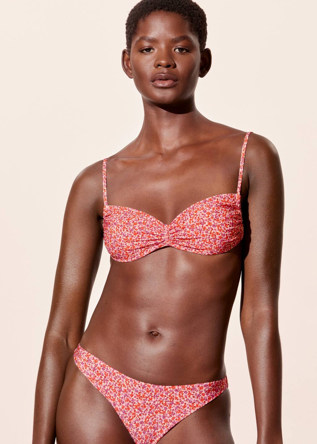 Ruched Bikini Top - Red Floral - Tops - & Other Stories