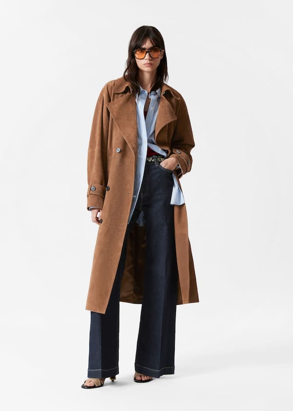 Maxi Suede Trench Coat