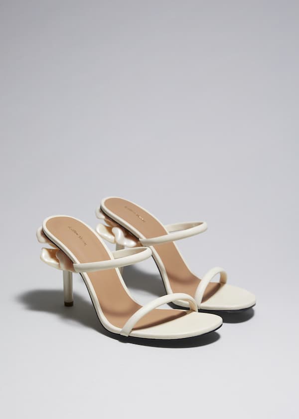 Flower Embellished Leather Mules