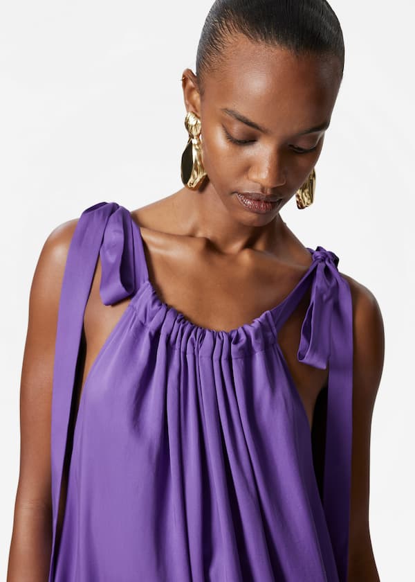Gathered Sleeveless Midi Dress