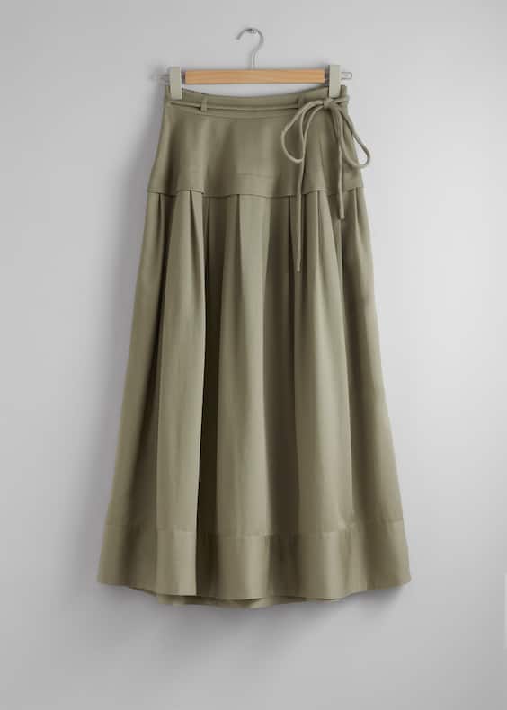 Tie-Waist Midi Skirt