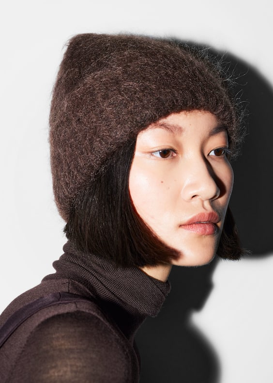 Brushed Mohair-Blend Beanie