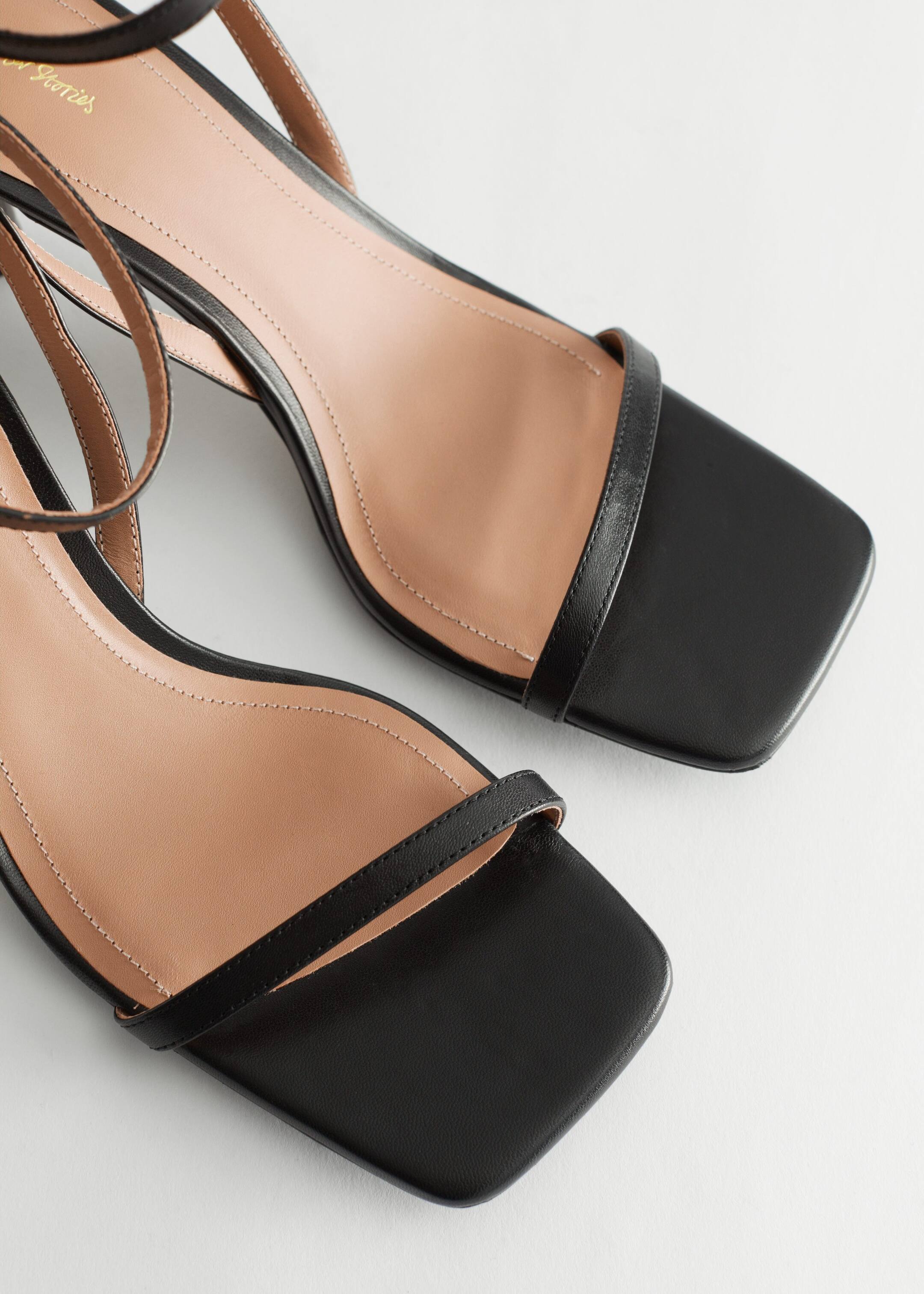 Strappy Leather Heeled Sandal - {{variantName}} - Descriptive Detail