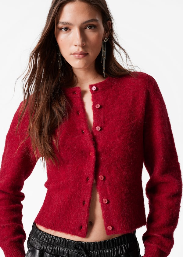 Alpaca-Blend Knit Cardigan