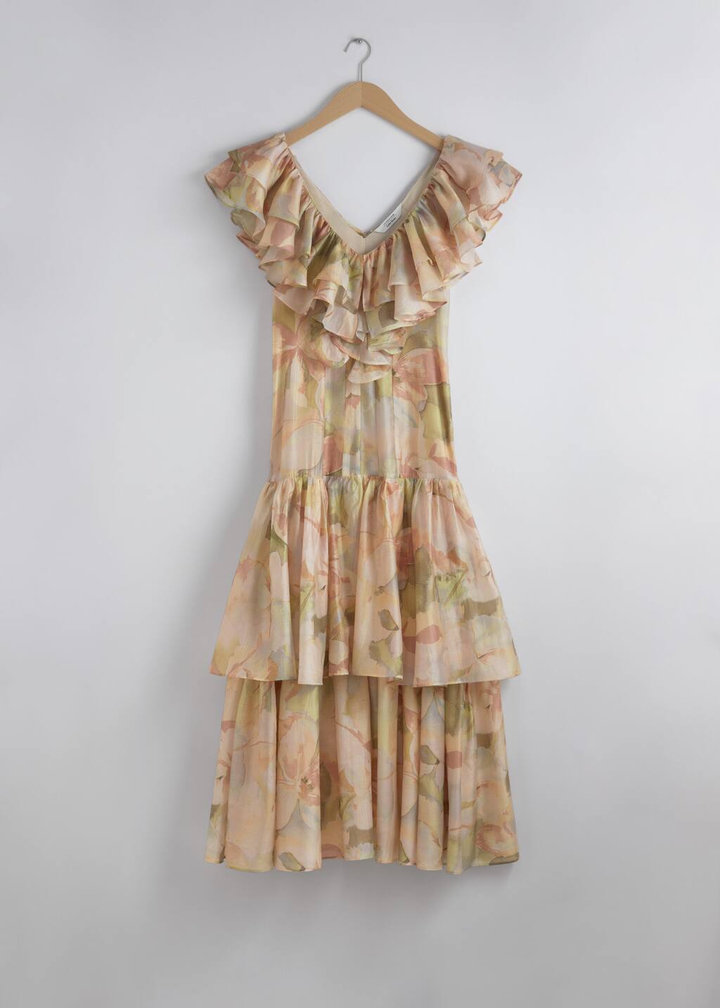Cascading Ruffle Plissé Dress