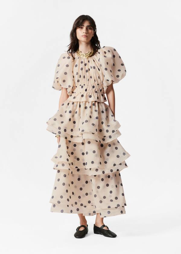 Flounced Midi Skirt
