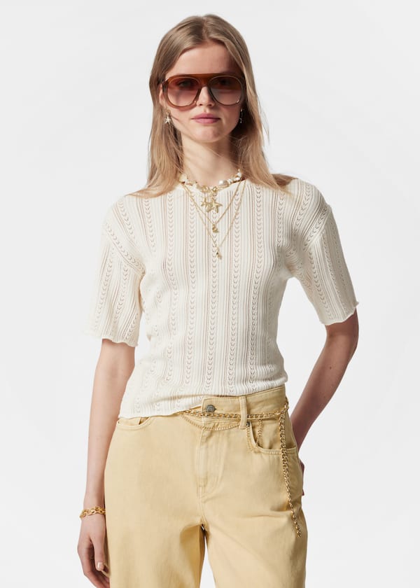 Pointelle Knit T-shirt