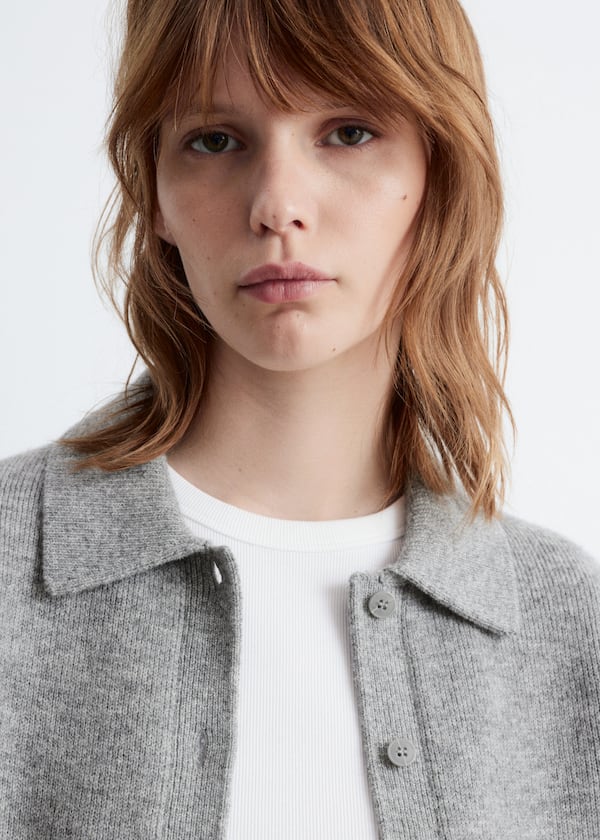 Short-Sleeve Merino-Blend Cardigan