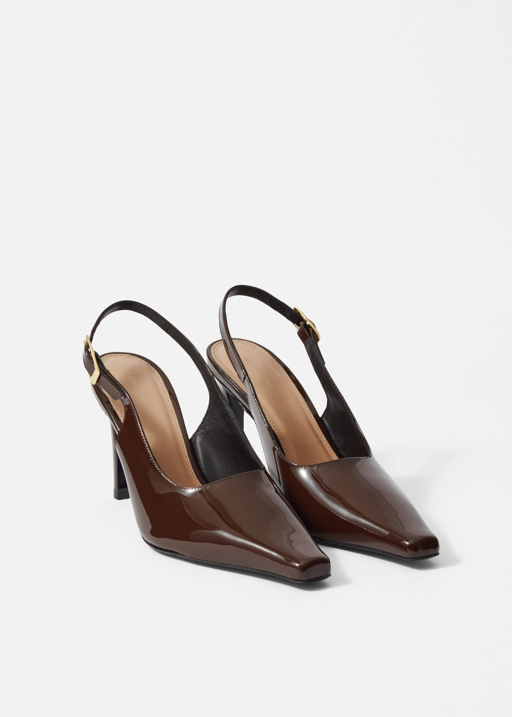 Patent Leather Slingback Pumps - Brown - Still Life