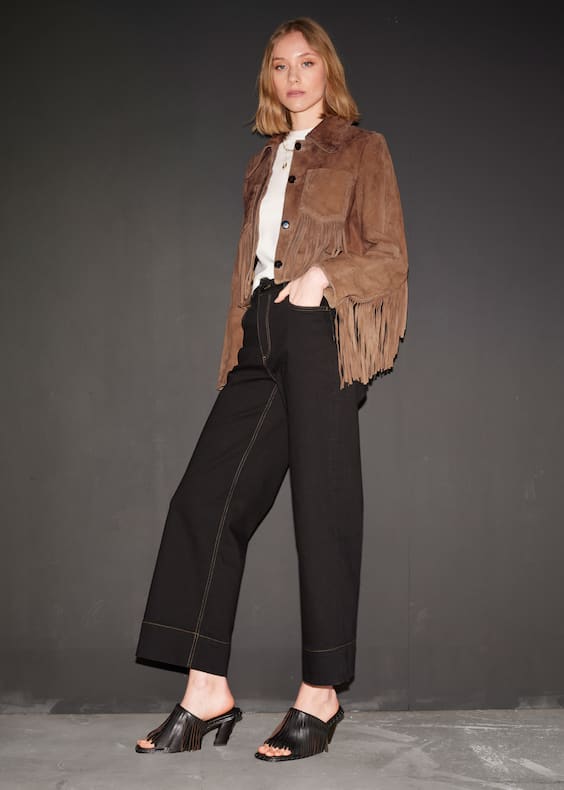 Fringed Leather Mules