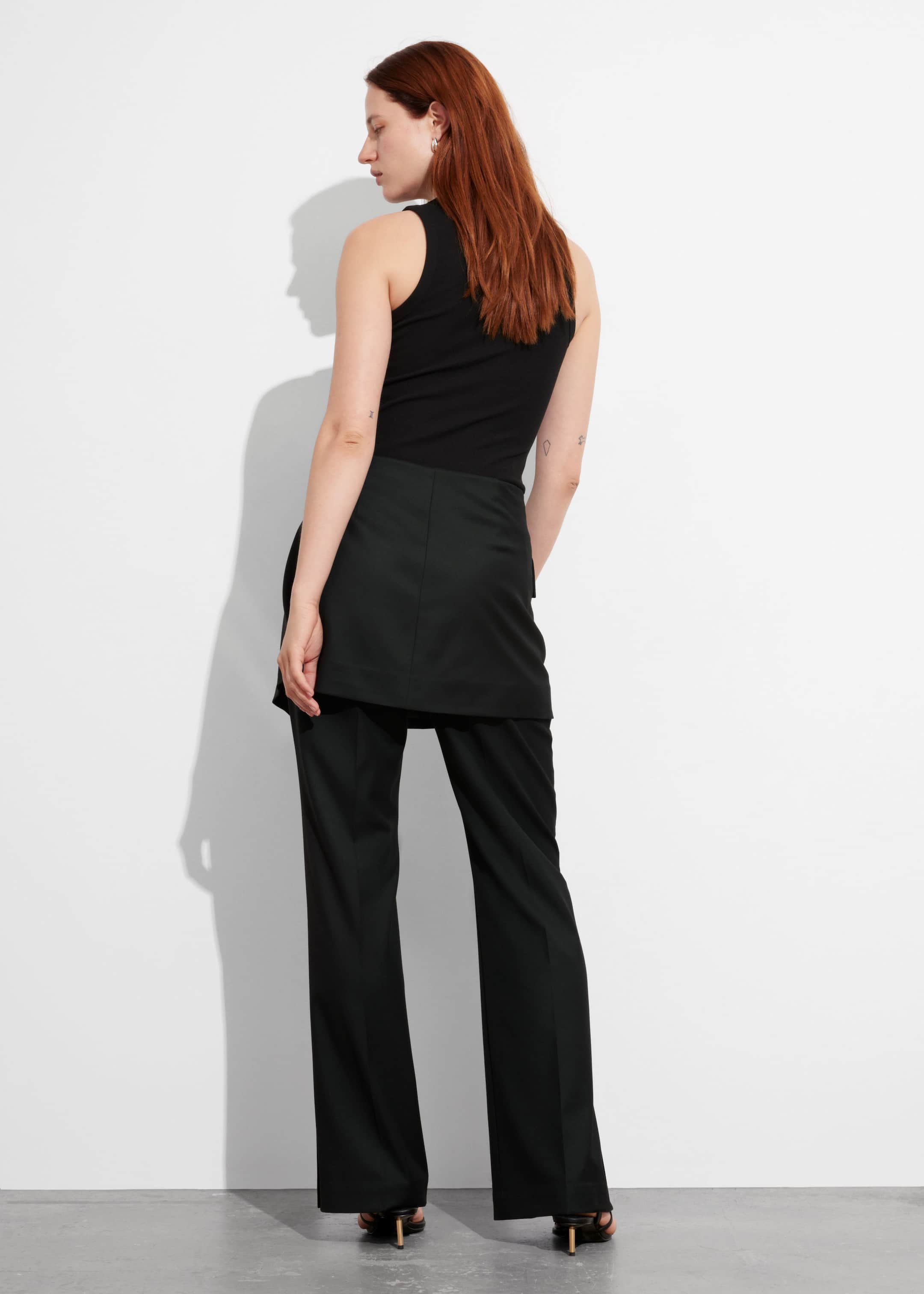 Pantalon avec jupe portefeuille - Noir - Lookbook