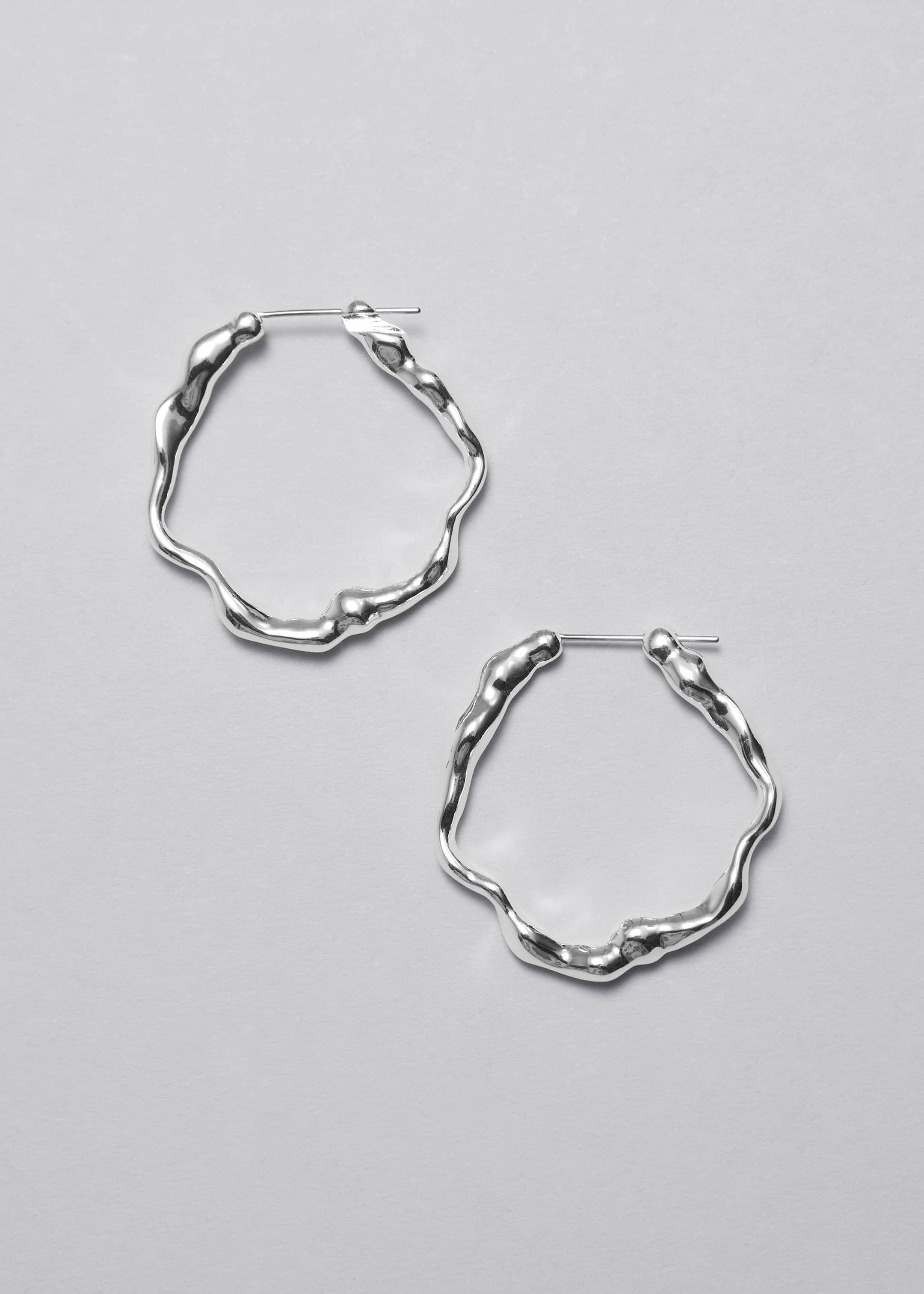 Molded Hoop Earrings - Silver - Still Life