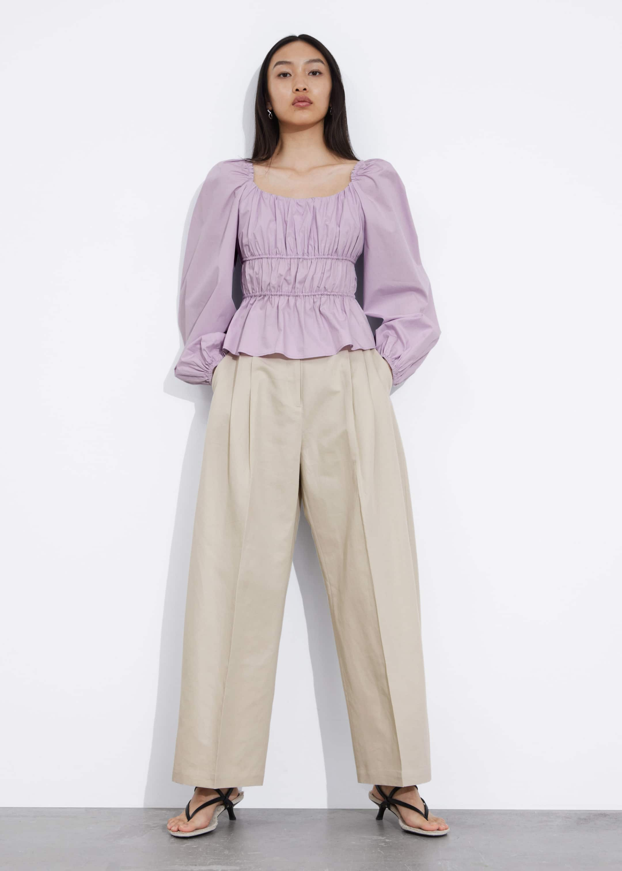 Gathered Blouse - Lilac - Lookbook