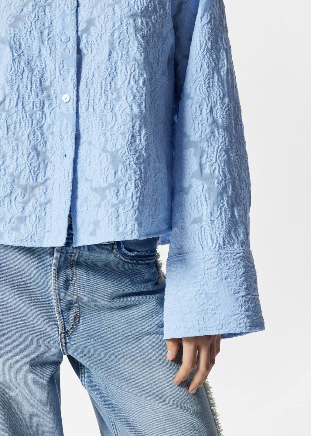 Eve はらぺこ商店 Jacquard Shirts Jacket-ブルー