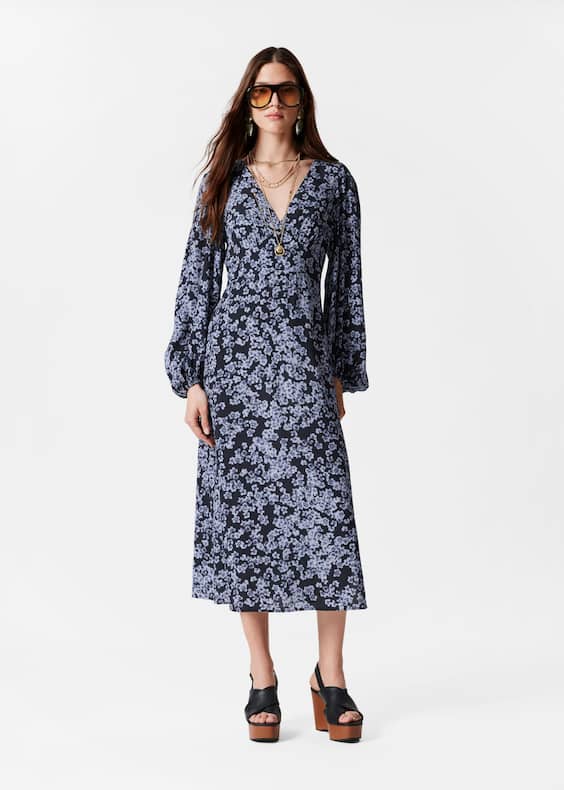 V-Neck Midi Dress