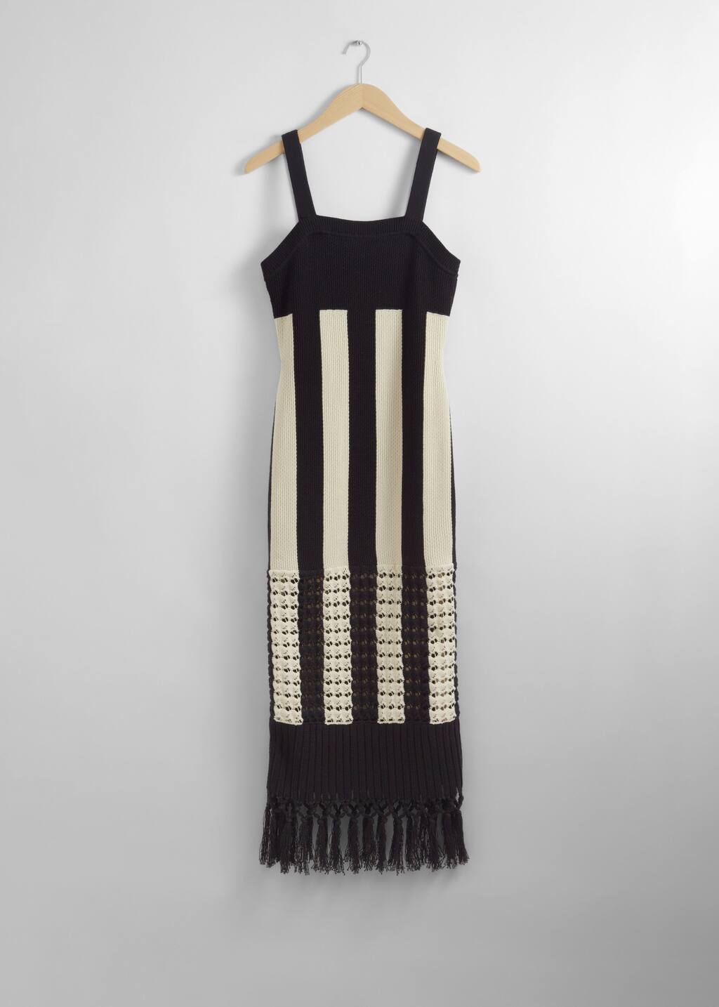 Noir Fringe Knit Midi Dress main image 1