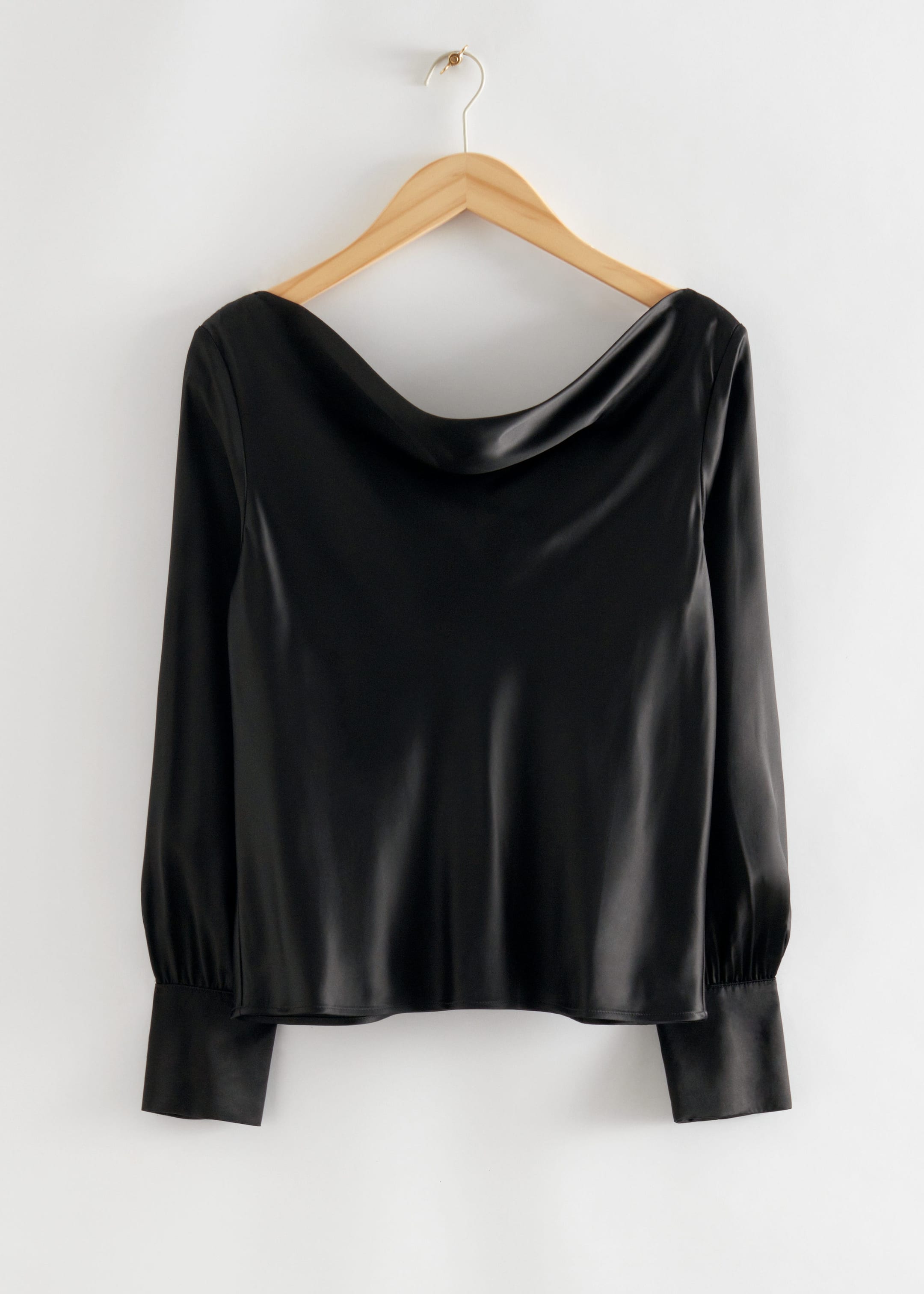 Draped Long Sleeved Blouse - Black - Still Life