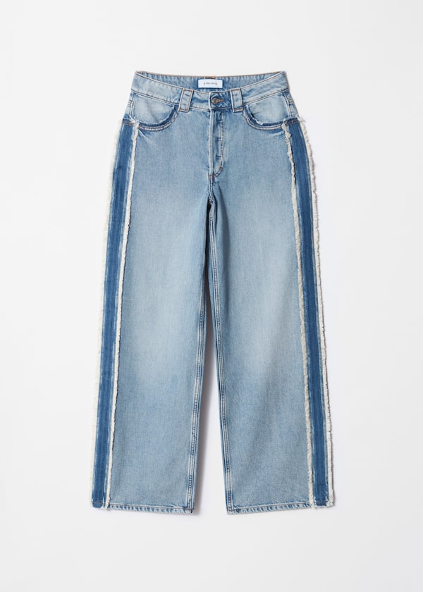 Fringed Wide-Leg Jeans