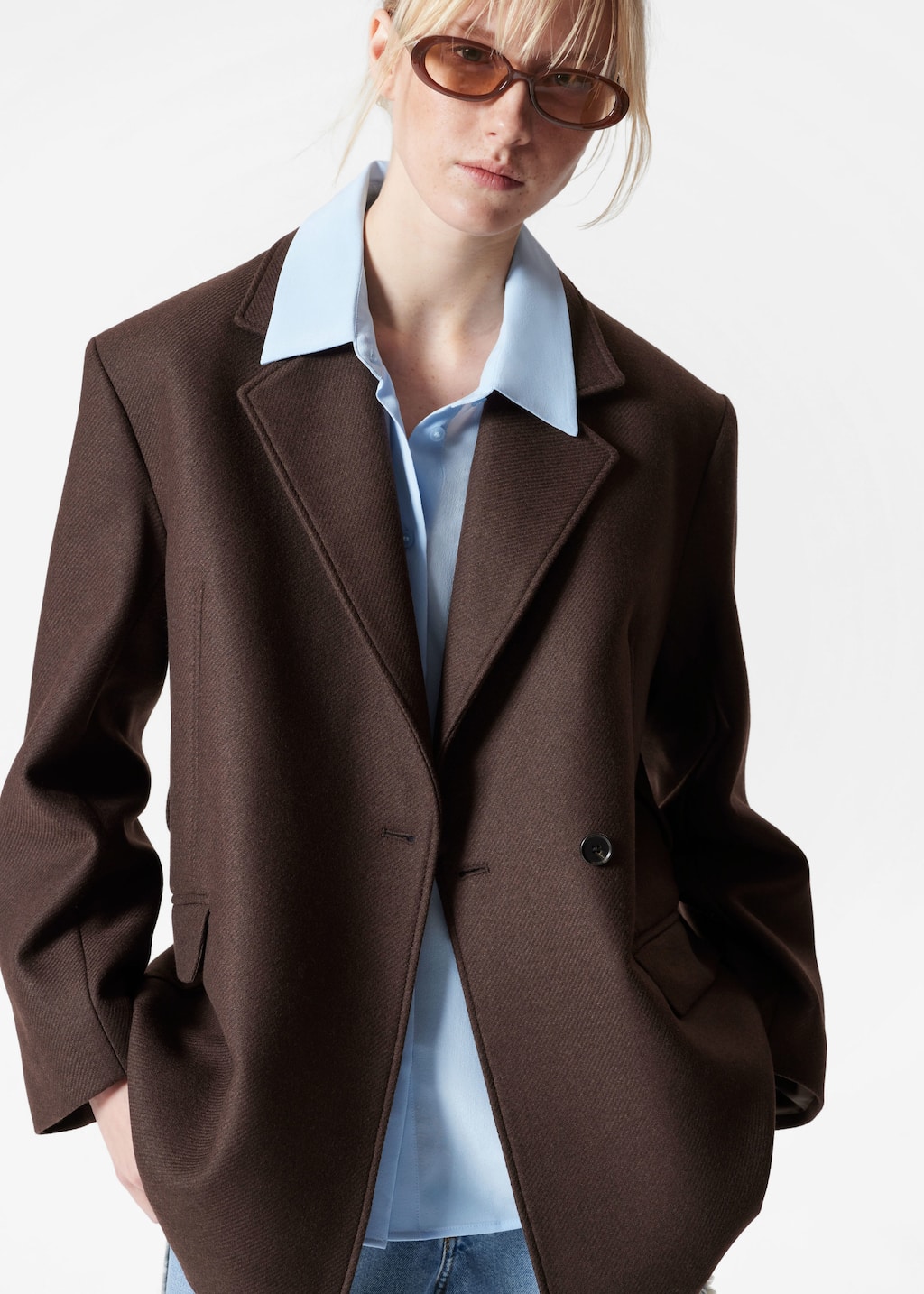 【送料&関税込】Patou Brown Wool Blend Blazer Double Stripe Linen Blend Blazer | Talbots