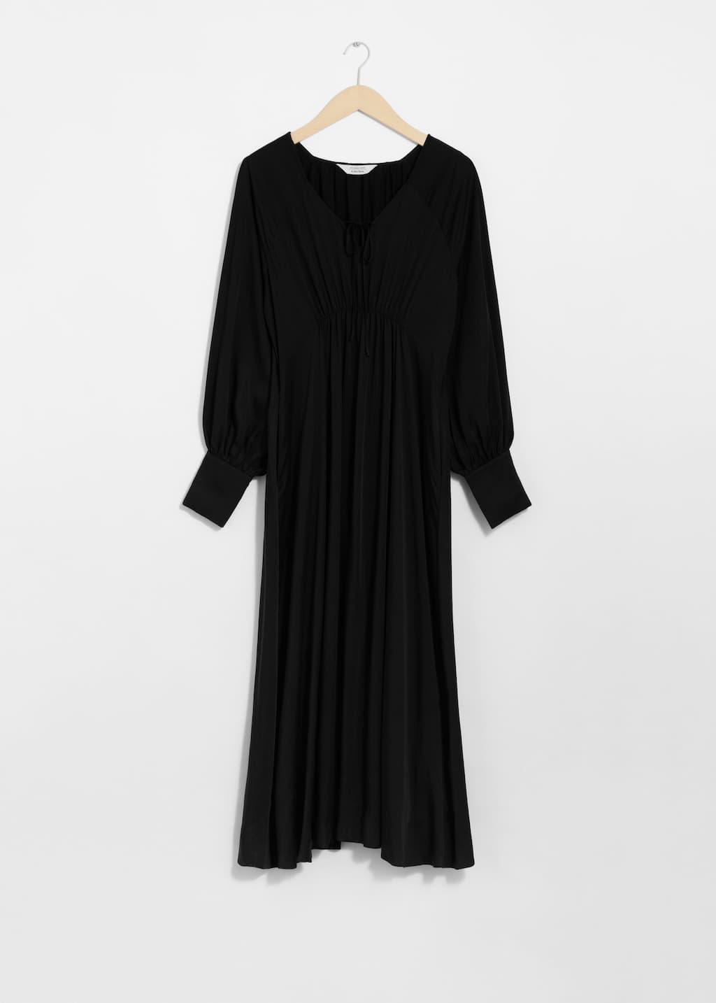 V-Cut Satin Midi Dress - Black - Midi dresses - & Other Stories