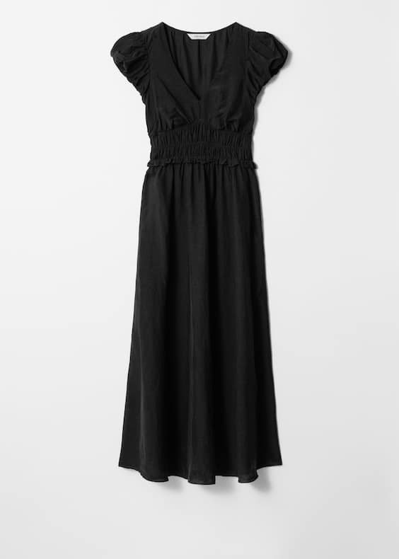 Bubble-Sleeve Midi Dress