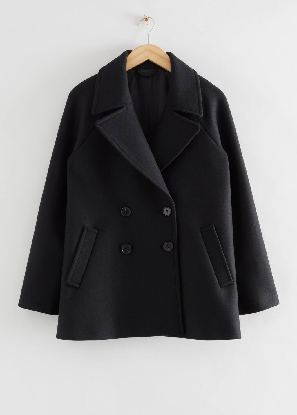 【最終売切・新品未使用】YLEVE WOOL PEA COAT size3 Double-Breasted Wool Pea Coat - Black - Jackets - & Other
