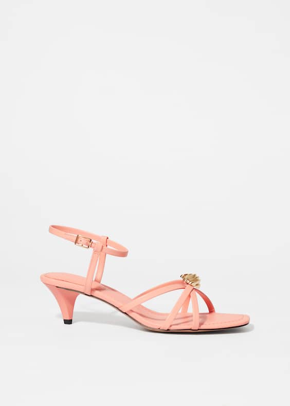 Embellished Heeled Leather Sandals