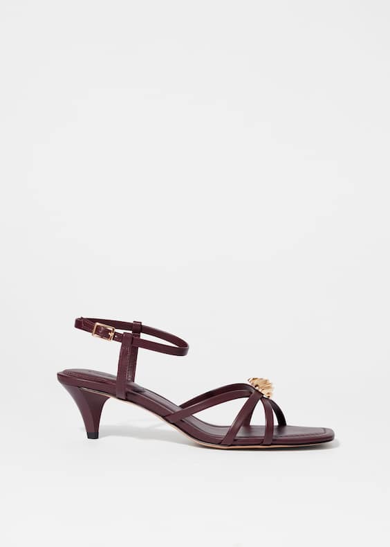 Embellished Heeled Leather Sandals