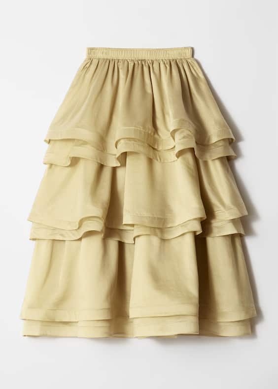 Flounced Midi Skirt