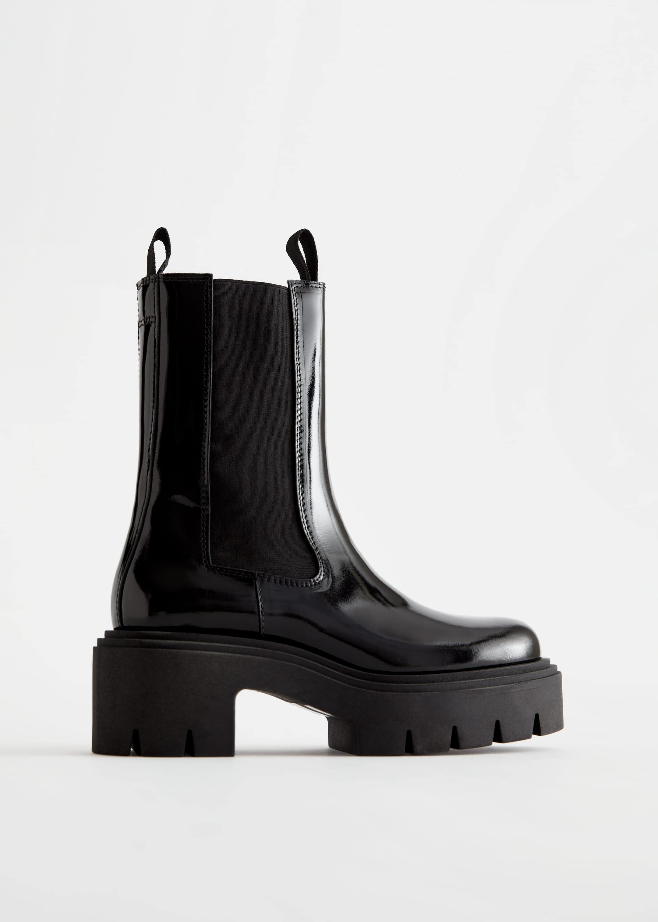 Chunky Platform Chelsea Leather Boots - Black - Still Life